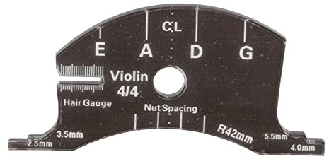 Drfeify Strumento di Riferimento per Ponte di Violino, Stampo per Ponte di Violino in Acrilico con Misurazione Precisa Dell'altezza delle Corde e della Larghezza del Cuscino, Strumento (4/4)