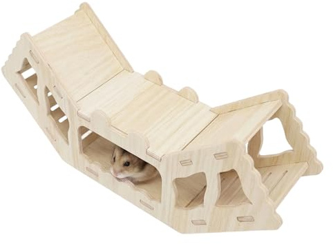 Hamster Tunnel, Hamster Tubes, Guinea Pig House Hideout, Wood Climbing Ladder for Small Pets, Habitat Accessory
