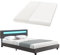 Juskys Polsterbett Paris 160x200 cm mit LED Beleuchtung, Matratze, Lattenrost & Kopfteil - Kunstleder & Holz - grau - Bett Gästebett Bettgestell