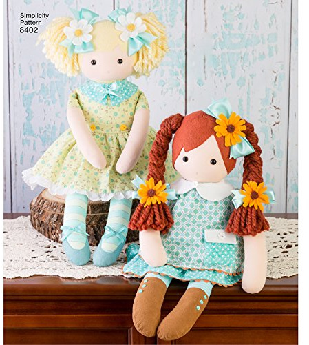 Simplicity 8402 23-Inch Stuffed Dolls With Clothes Sewing Pattern, White