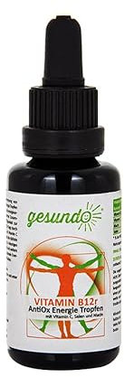 gesundo Vitamin B12 r AntiOx Energie Tropfen - Hochdosiert mit 500 µg - 30ml