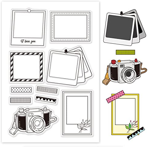 GLOBLELAND Sellos Transparentes, Sello de Silicona con patrón de Marco de Fotos para Bricolaje y decoración de Tarjetas, álbum de Recortes en Relieve, decoración de álbum, artesanía