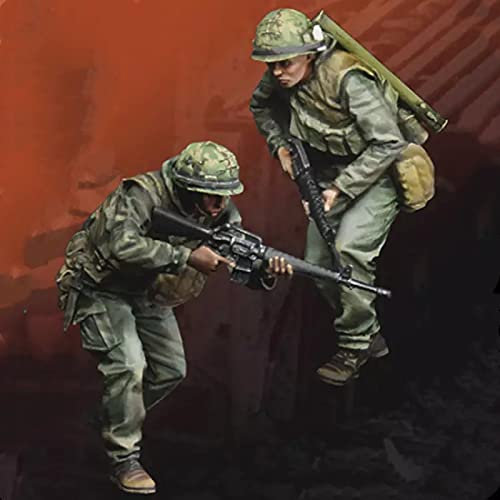 Risjc 1:35 Vietnamkrieg US Army Resin Soldatenmodell (2 Personen) unbemalt und unmontiert Miniaturmodellbausatz/R54983