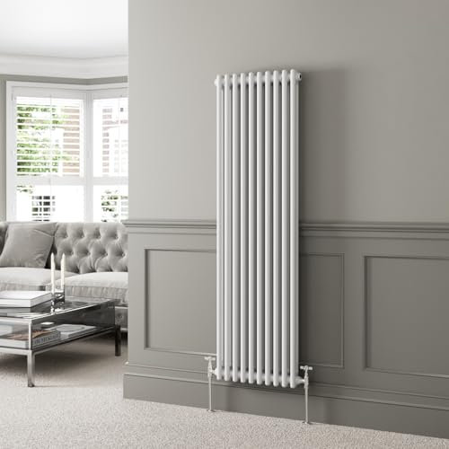 DuraTherm® 1600 x 470mm White Traditional Vertical Designer Radiator Double Column Colosseum Cast Iron Style Central Heating Panel Radiators Rad