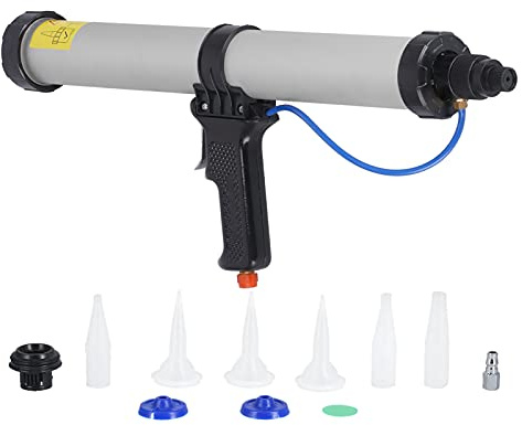 banapoy Pneumatisk patronspistol, 600 ml luftdriven patronpistol aluminiumlegering korvpatronspistol, patronpistol med 6 x munstycke, för byggdekoration, fartygsbehållare