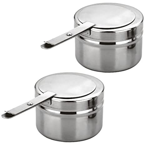 2Pcs Stainless Steel Chafing Dish Fuel Holder with Lid for Buffets, Barbecue, Parties - Convenient Handle, Efficient Heat Distribution, Hides Fuel Canisters