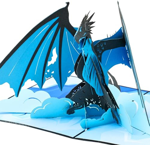Ice Dragon Pop-Up Card, 3D Dragon Birthday Card for Kids, Grandson & Granddaughter, Keepsake for Fantasy Fans with Envelope