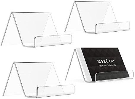 Anicy 4 Stück Visitenkartenhalter Acryl - Transparenter Visitenkarte Display Organizer, Visitenkartenständer für Die Präsentation von Visitenkarten, Unternehmenskarten, kleinen Karten