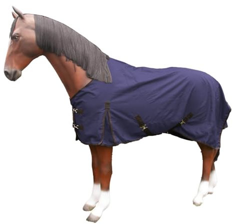 Brama-West Regendecke Pferd Rain - Weidedecke mit Fleece Futter - 600DEN - Wasserdicht - Blau - Gr. 145cm