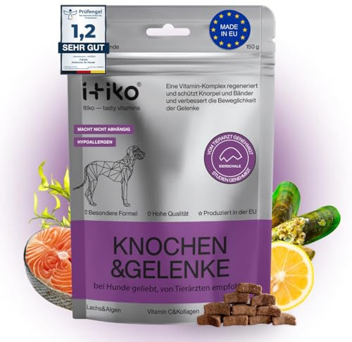 ITIKO Glucosamine Dog Supplements, Bone and Joint Supplement for Dogs with Green-Lipped Mussel, MSM, Chondroitin & Omega-3 | 100-120 PCS of Chews for All Breeds Size