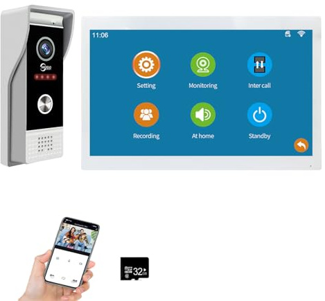 Sistema de intercomunicación de timbre de puerta de video 1080P, sistema de entrada de puerta con pantalla táctil de 10 pulgadas, compatible con grabación automática, visión nocturna infrarroja