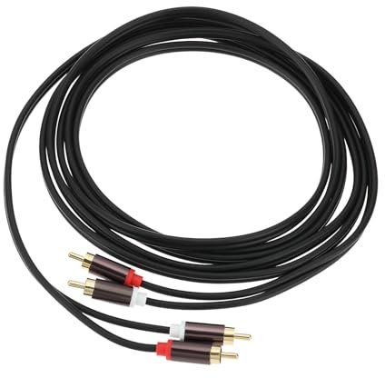 Create idea Câble RCA vers RCA P2P Phono vers Phono 2 X 2 Fiches Câble Audio RCA pour Amplificateur Haut-parleurs Actifs Ou Caisson de Basses avec Fiches Plaquées Or 3 Mètres