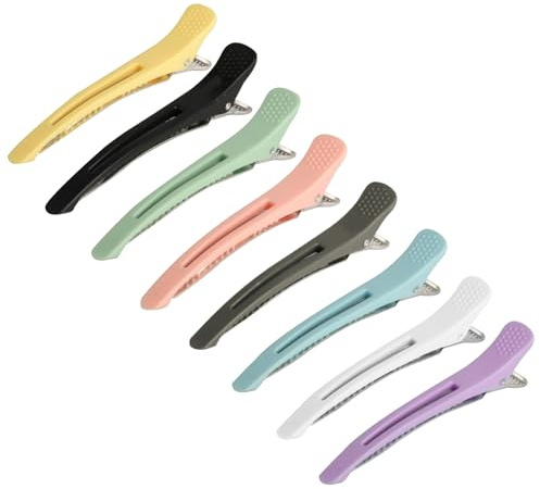 8 x Hair Clips for Styling, 3.5 Duck Bill Clips, Pin Curl Metal Sectioning Rollers, Long Roller Styling Alligator Hairdressing (8 colors, 8 Pcs)