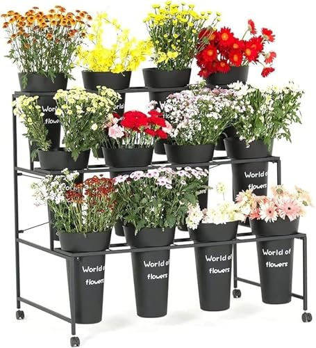 ASerZenith Flower Cart Display Stand,Flower Cart Shelf, Flower Display Holder Rack for Garden/Wedding/Celebration