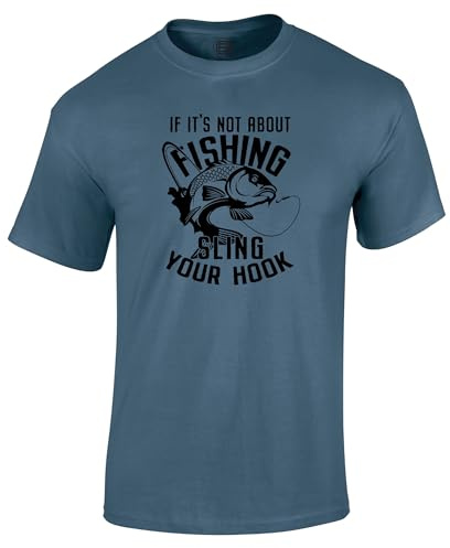 Fishing T Shirts for Men, Funny Fishing Clothing for Men Dad Birthday Fathers Day Indigo Indigo Blue Size XXL