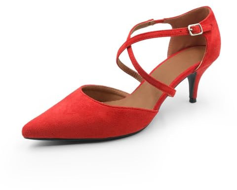 Womens Court Shoes Ankle Crossover Strap Low Kitten Heel Shoes Ladies Breathable Comfort Support Plus Large Size Wedding Bridal Bridesmaid Smart Office Graduation Party Strappy Lightweight Work Shoes
