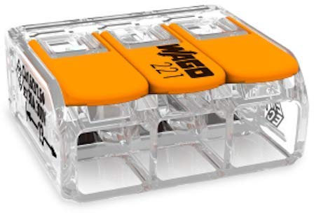 Wago 221-613 - Terminales de conexión (30 unidades, con palanca de control, 0,5-6 mm², tamaño pequeño, transparente