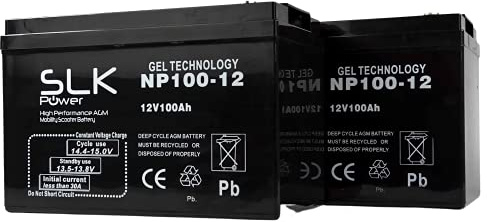 SLK Power Mobility Scooter Gel Battery Pair of 2 x 12v 100ah Reliable And long Lasting Replacement Batteries For Electric Scooters And Wheelchairs