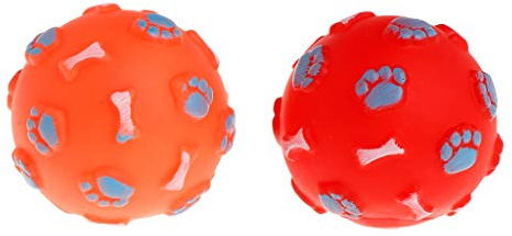 KINTRADE Bola de goma chirriante huella de hueso lindo juego divertido bolas buscar interactivo gato gatito perro cachorro suministros molar masticar mordida juguetes no tóxicos regalos