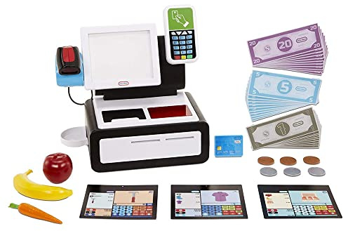 Little Tikes Première Caisse Automatique - Caisse Enregistreuse - Jouet d'Imitation pour Enfants - Des lumières et des sons qui fonctionnent, plus de 40 accessoires - A partir de 2 ans et plus, 1,6 kg