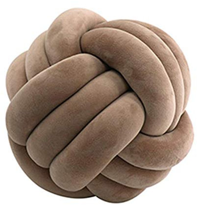 Cratone Knot - Cuscino con nodo creativo, in peluche, morbido, per divano, letto, ufficio, decorazione, 20 cm (cachi scuro)