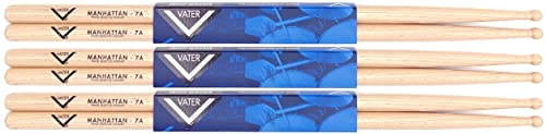 Vater Drumsticks VS3P7AW - 7A Manahattan American Hickory Serie - Holzspitze - 3 Paar