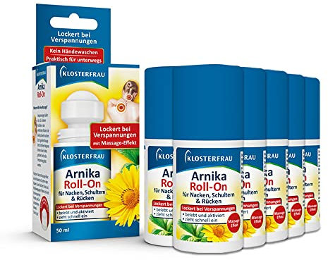 Klosterfrau Arnika Roll-On | 6 x 50 ml | gegen Verspannungen im Nacken, Schultern & Rücken | mit Massage Effekt