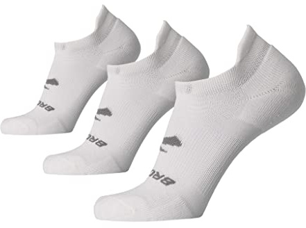Brooks Run-In No Show Socks I Men & Women Performance Athletic Running Socks I Comfort Fit (3-Pack Set) - White - Medium