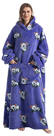 Pterygoid Sweat à Capuche Couverture surdimensionnée- Plaid Polaire Chaud avec Manches, avec Grande Poche et Capuche Large, Pull Plaid Douillet pour Adulte, Cadeau Hiver cocooning