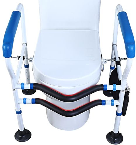 NJUN Toilet Frame for Disabled and Elderly, Height and Width Adjustable Toilet Safety Frames, Anti-Slip Handrails, Sturdy and Secure, Easy to Install, Toilet Aids for Disabled and Elderly