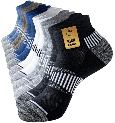 Niorasen Chaussettes Hommes 37-42 43-46 47-50, 6 Paires de Chaussettes de Sport Courtes en Coton, Chaussettes Basses pour la Course, Respirantes, Convient pour le Travail et les Loisirs.