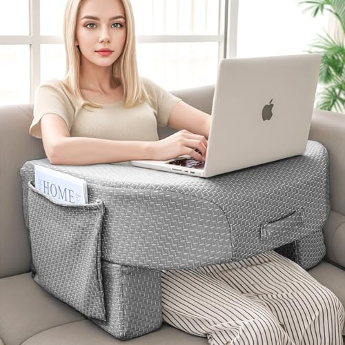 LEBENGURU Reading Pillow for Laptop, Extra Large Armrest Gaming Pillow for Working, Hight Adjustable Lap Desk Pillow for Adult Sitting in Bed, Floor, Sofa