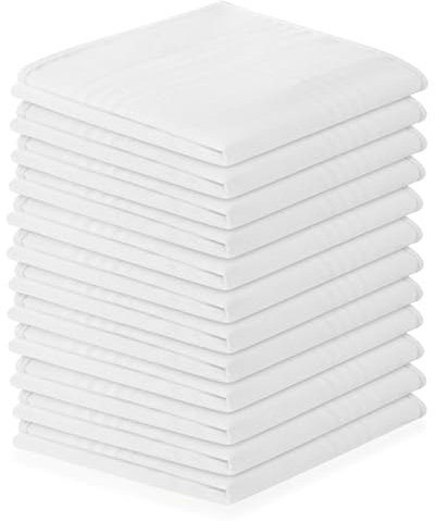 AUYAO Taschentücher Herren 12 Stück Taschentücher Stoff Traditionelle Taschentuch Stofftaschentücher Herren Einstecktuch Weiss Damen Kleine Handkerchief Wiederverwendbar Herrentaschentücher 40x40cm