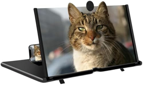 12 Screen Magnifier for Cell Phone – 3D HD Magnifying Screen Enlarger Projector for Movies, Videos, and Gaming – Foldable Phone Stand Holder with Screen Amplifier – Compatible with All Smartphones