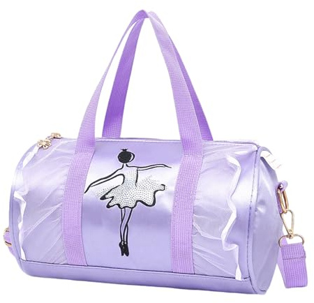 hwoehyo Bolsa de ballet para niños en color rosa, bolsa cruzada para ropa de baile y zapatos, Purple, Medium