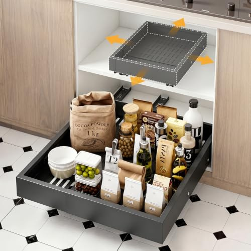 Yooheim Tiroir Télescopique de Cuisine à 4 Directions, Lot de 1, Gris