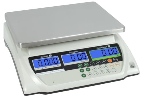 Geeichte Ladenwaage WKA-PRP 6 kg - Teilung 1g mit integriertem Akku Marktwaage Waage