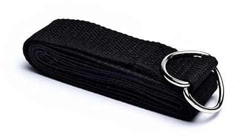 Yogagurt D-Ring Schnalle schwarz Baumwolle - 183x4 cm