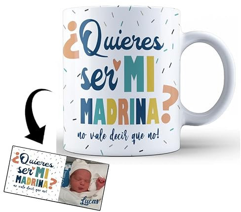 masqueprecios Taza personalizada de cerámica ¿quieres ser mi padrino? también modelo Madrina