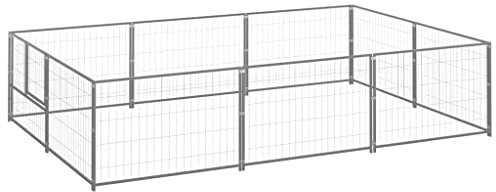 vidaXL Hundezwinger Silbern 6m² Stahl Hundehaus Hundekäfig Hundehütte Käfig
