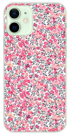 1001coques Coque de Téléphone Compatible pour Apple iPhone 12 Mini, Design Liberty Wiltshire Rose, Imprimée en France, Étui Souple en Silicone, Housse de Protection.