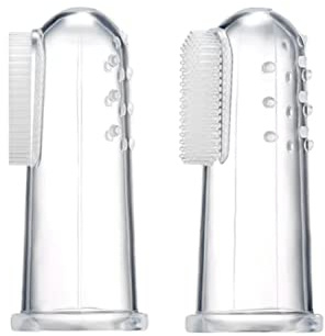 2 pcs Silicone Baby Finger Toothbrush Soft Gum Massage and Teether Brush for Teething Relief, Oral Cleaning Care – Gum and Tooth Cleaner 3 Months Plus, Clear