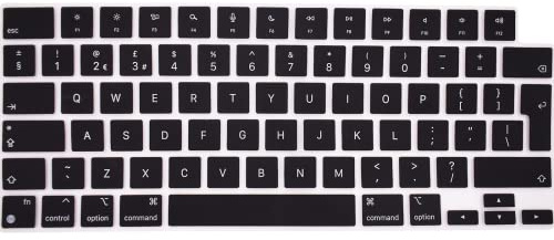 Silicone Keyboard Cover For MacBook Air 13.6 inch M3 M2 A2681 2024 2023 2022 & 2023 2022 2021 MacBook Pro 14/16 inch M1 Pro/Max A2442/A2485/A3113/A3114, Silicone Skin Protector(Black)