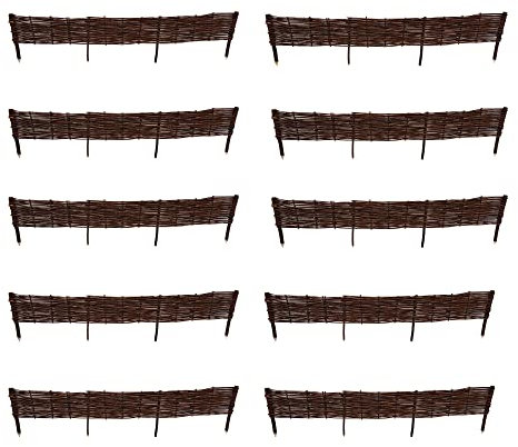 Clôture en osier - Lot de 10-120 cm x 20 cm - Clôture tressée - Rouleau de bordure de saule - Bordure Jardin - Palissade Exterieur - Faite à la Main