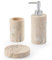 Navaris Badezimmer Set - Seifenspender Zahnputzbecher Set - 3er Set Badezimmer Accessoires - Badezimmer Zubehör Set - Badezimmerset - Kunststein