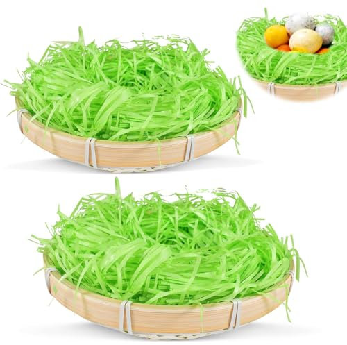 FGen 2 cestini pasquali 22 x 5 cm, 100 g, carta triturata, cestino pasquale da riempire, cesto regalo di Pasqua, decorazione pasquale, per confezioni regalo fai da te e ripieni di cesti