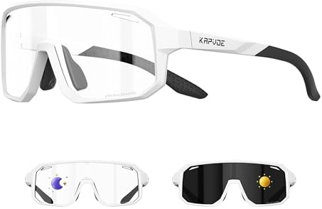 KAPVOE Lunettes de Sport Photochromiques Enfant UV400, Lunettes de Baseball et Cyclisme en TR90 avec Plaquettes de Nez Réglables pour Garçons Filles 03