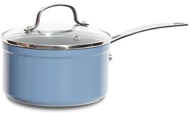 Nuwave Cacerola 1,9L en cerámica antiadherente azul Duralon, sin PFAS, compatible con inducción, apta para lavavajillas y horno, asas Stay Cool, resistente a los arañazos con infusión de diamante