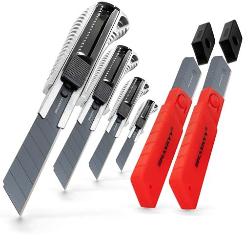 HASKYY Set 4 Taglierini Pro 18mm + 20 Lame SK5 Alta Qualità - Sistema Sicurezza Avanzato