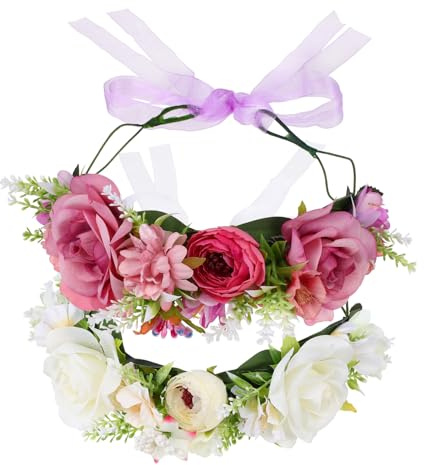 Mikikit 2pièces Couronne De Fleurs Pour Femmes Mariage Mariée Couronne Accessoires De Cheveux Décoratif
